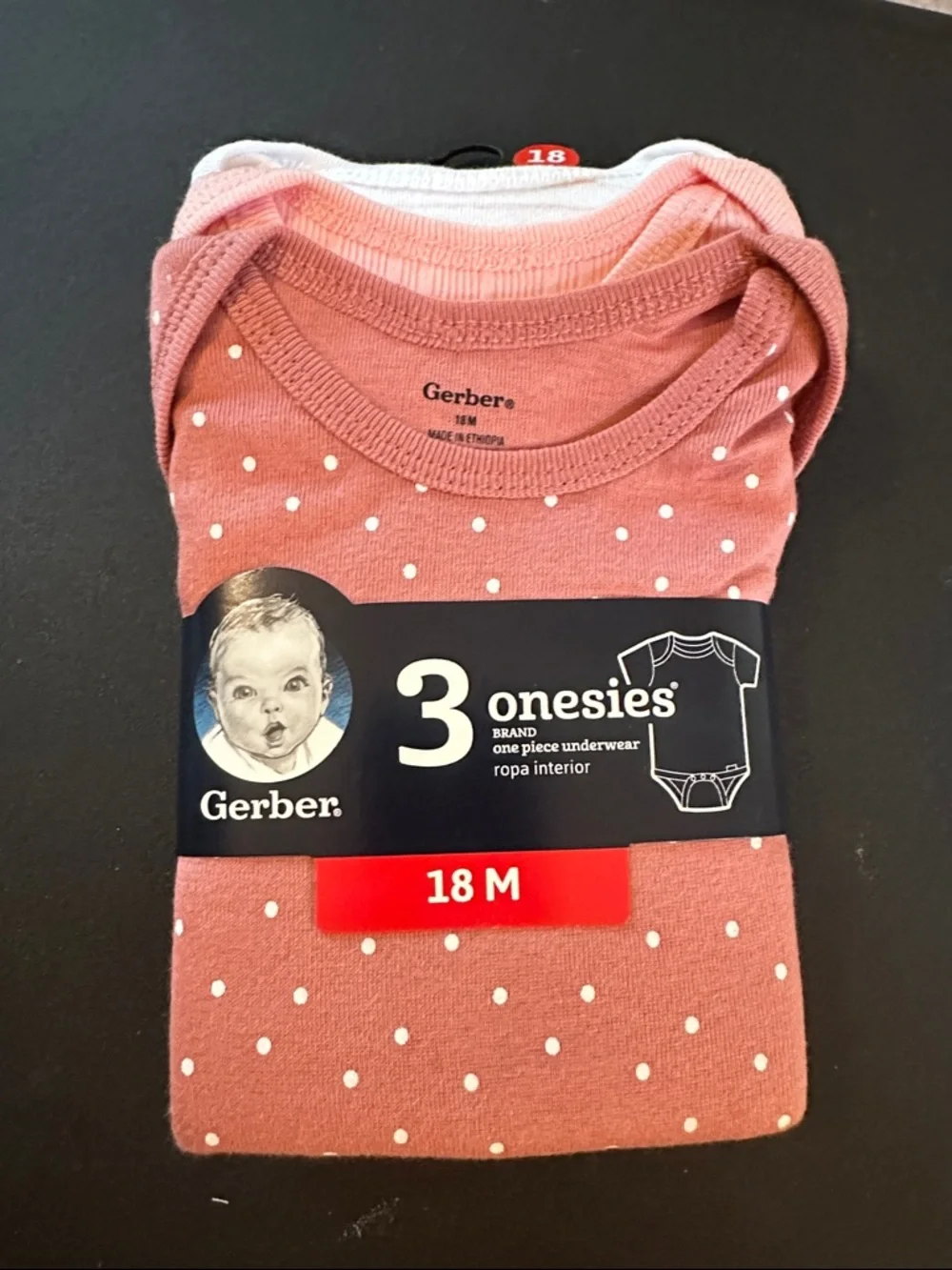 Gerber Pink 3-Pack Baby Onesies